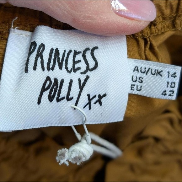 Princess Polly Milkmaid Cottage Babydoll Tiered Ruffle Mocha Brown Dress 10 - Picture 4 of 5